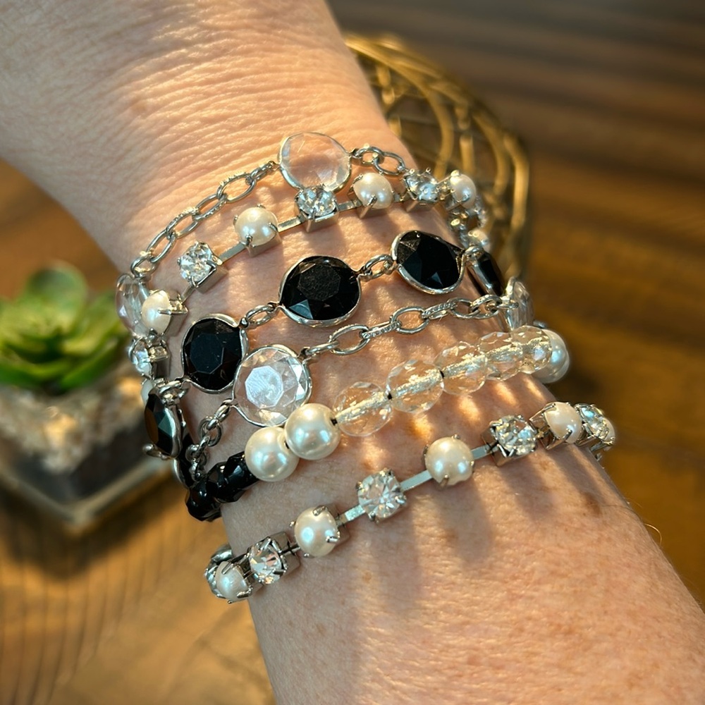 White House Black Market 6 Strand Black and White Bracelet